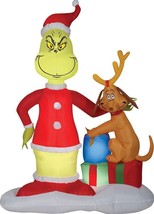 Home Holiday INFLATABLE AIRBLOWN GRINCH, MAX &amp; GIFTS Light Up 6&#39; Tall Ya... - $144.71