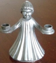 Solid Pewter Figural Mini-Candle Holder – Made In Italy – Vgc –Cute Little Decor - £7.89 GBP