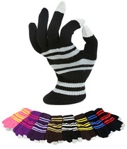 12-pair Striped Knit Smart Tips Touch Screen Gloves - GL-G212A - £43.03 GBP