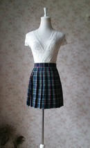 Dark Green PLAID SKIRT Women Girl Plus Size Plaid Pleated Mini Skirt Outfit image 1