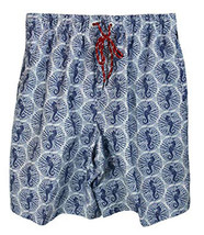 NWT NAT NAST Swim Trunks M swimsuit sea horse shorts blue white men&#39;s soft - $38.79