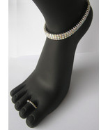 Ankle Bracelet &amp; Toe Ring Set Aurora Borealis Diamante Crystal Stretchy ... - £16.26 GBP