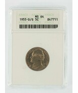 1955-D/S 5C Jefferson Nickel Graded by ANACS as MS-64 - $142.15 CAD