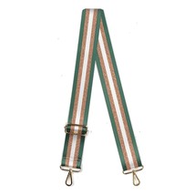 Green Metallic Bronze Stripe Adjustable Crossbody Bag Purse Guitar Strap - £19.36 GBP