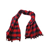 Louisa Perini Red Black Plaid Scarf Rectangle 71LX21W Acrylic Soft Winte... - £15.48 GBP