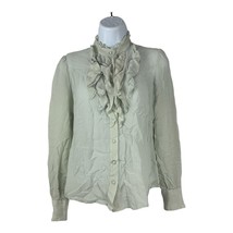 Ann Taylor Women&#39;s 100% Silk Sheer Ruffle Button Down Shirt Size Small - £13.98 GBP