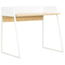 Desk White and Oak 90x60x88 cm - £54.21 GBP
