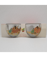 Neck Of The Woods Set of 2 Decorative Glass Mugs Pumpkin Floral Fall Autumn - $32.61 CAD