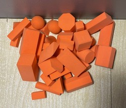 Geometric Math Manipulative Foam 3D Shapes Homeschool Learning 42 Orange... - £14.70 GBP