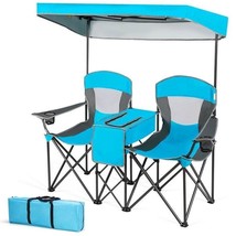 Light Blue 2-Piece Folding Canopy Chair Set with Cup Holder and Storage Pocket - $6,630.72 MXN