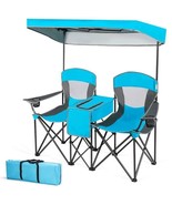 Light Blue 2-Piece Folding Canopy Chair Set with Cup Holder and Storage ... - $6,664.23 MXN