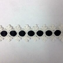 2 Yards White Venice Venise Black Satin Ribbon Double Scalloped 1&quot; SHIP ... - $1.35 CAD