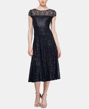 SL Fashions Sequined Lace Midi Dress Black Size 16 $139 - £37.50 GBP