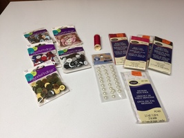 Lot of Buttons, Bias Tape, Rick Rack, Gems, Thread - New in Pkg - $10.00