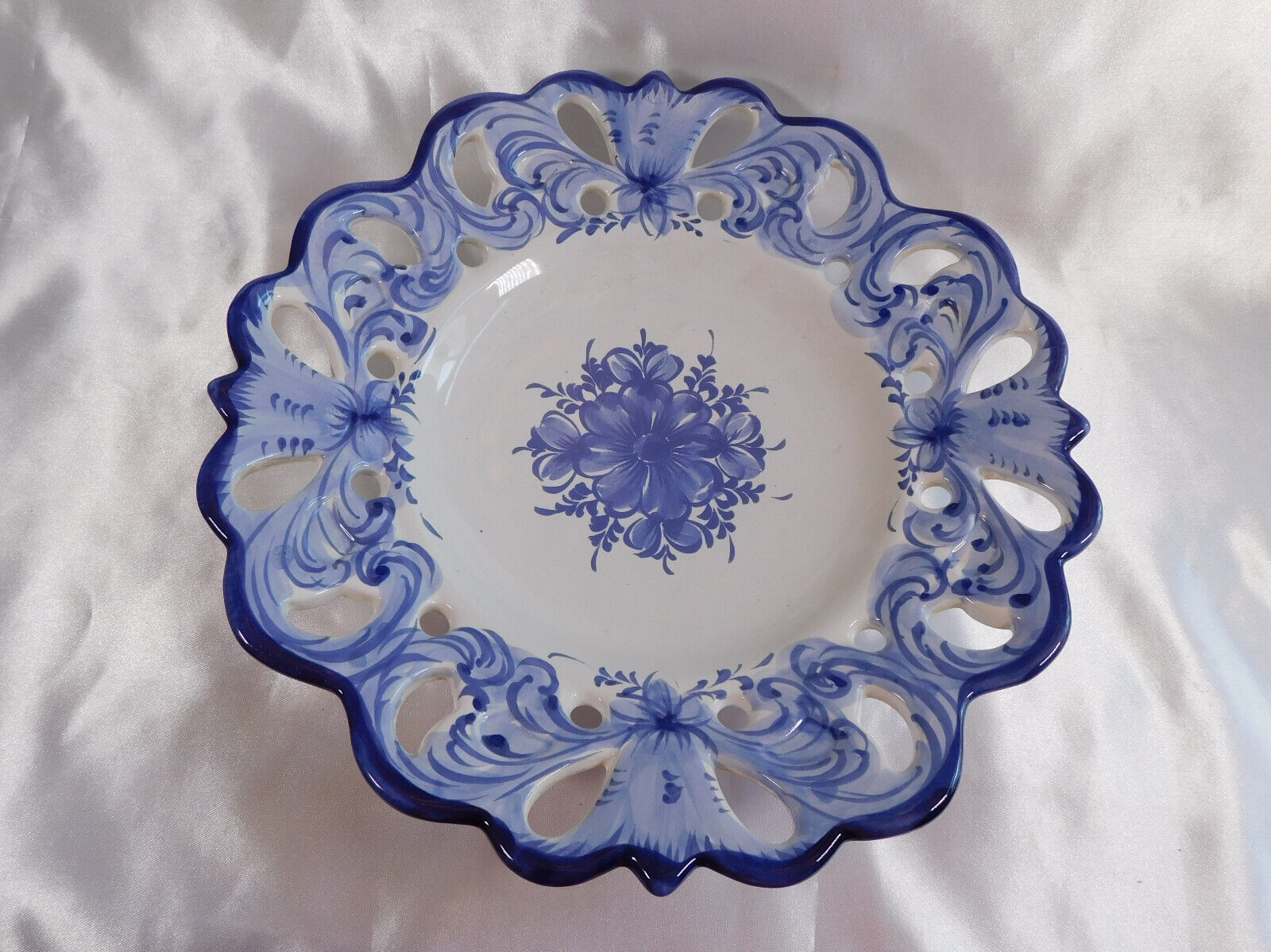 Primary image for Blue and White Floral Plate from Portugal # 23286