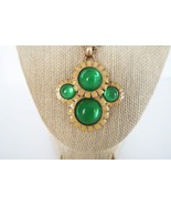 Vintage Coldwater Creek gold tone &amp; green glass stone pendant necklace - $27.73 CAD