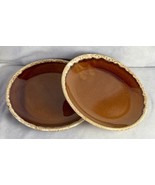Set of 2 Hull Pottery USA Brown OvenProof 10.5&quot; Dinner Plates Vintage MCM - €25,36 EUR