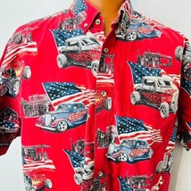 Reel Legends Hawaiian Aloha XL Shirt Patriotic Flag Hot Rod Gas Station Car - £35.83 GBP