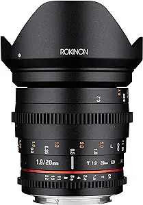 Rokinon 20mm T1.9 Cine DS AS ED UMC Wide Angle Cine Lens for Canon EF - $832.99