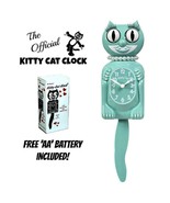 OCEAN WAVES MISS KITTY CAT CLOCK (3/4 Size) 12.75&quot; Green Free Battery Ki... - £47.44 GBP
