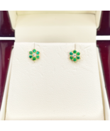 22ct Yellow Gold Children&#39;s Green Floral Stud Earrings 5mm - $252.35 CAD