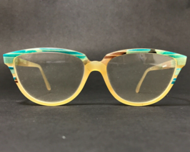 Vintage NOMIS Eyeglasses Frames Buffalo Horn Blue Yellow Oversized 55-17-135 - £297.71 GBP