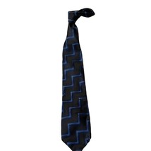 BOSS by HUGO BOSS Men&#39;s Necktie Italian Made Black Blue Silk 58&quot;x3.5&quot; - £11.50 GBP