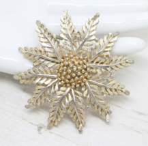 Stunning Large Vintage Signed Sphinx Floral Gold Sunflower Brooch Pin Jewellery - £14.51 GBP