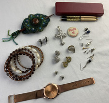 Costume Mixed JUNK DRAWER Costume JEWELRY Watch Pen Cross Bracelet Lot - £19.87 GBP