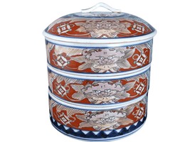 Meiji Period Japanese Imari Stacking Bento Box Jubako Stacking Dishes - £254.23 GBP