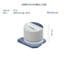 50X UWR1A101MCL1GB Nichicon 100uF 10V 5x5.5 Aluminum Electrolytic Capaci... - $5.40