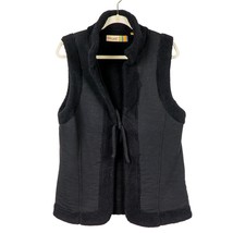 True Grit Dry Goods L Womens Black Cardigan Vest Soft Lining Black Edged... - $39.46
