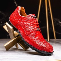 Kratos Red Genuine Caiman Crocodile Fashion Sneaker image 7