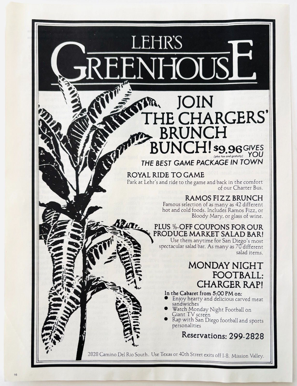 1981 Lehr's Greenhouse Restaurant Advertisement San Diego Chargers NFL DWV11A Item image 2