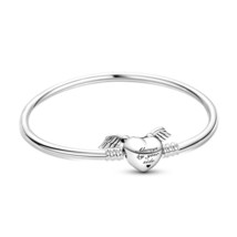 Romantic Silver Color Sparkling Heart Clasp Snake Chain Bracelet For Women For O - £17.92 GBP