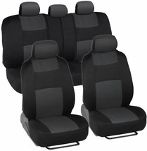 Car Seat Cover Set Polypro Easy Wrap Auto Split Bench Two-Tone Charcoal Black - £24.88 GBP