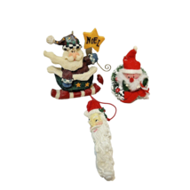 Vintage Lot of 3 Santa Claus Christmas Tree Ornaments Noel Icicle Wreath - $13.25