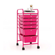 Multifunctional 6 Drawers Rolling Storage Cart Organizer-Rose Red - Colo... - $128.99