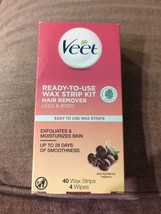 Veet Leg and Body Hair Remover Cold Wax Strips, 40 Count Exp 5/25 NIB NEW ! - £14.14 GBP