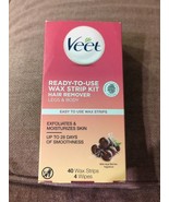 Veet Leg and Body Hair Remover Cold Wax Strips, 40 Count Exp 5/25 NIB NEW ! - £14.07 GBP