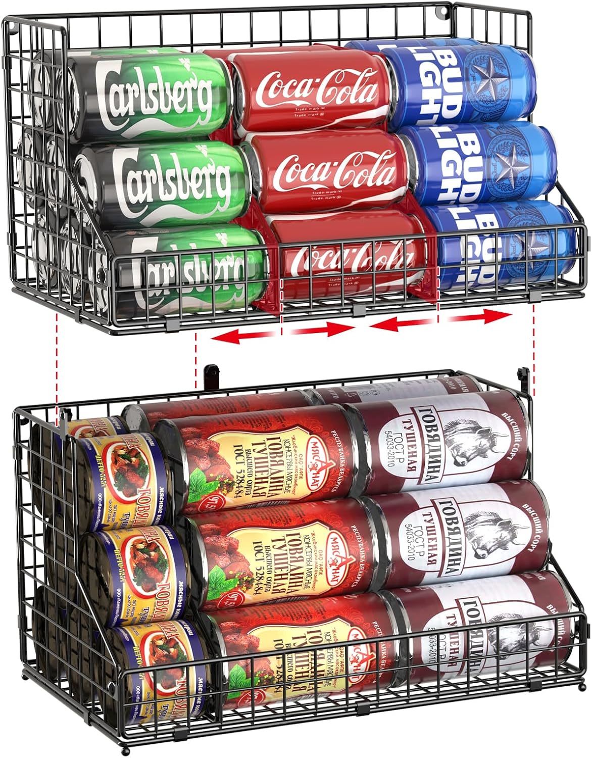 Stackable Can Organizer For Pantry,2 Tier Soda Can Organizer With 4, 2 Pack - $44.99