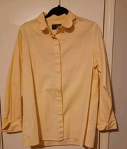 Orvis Scallop Detail Button Up Women’s Size 12 Large Cream Shirt Blouse - £15.41 GBP