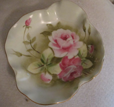 Vintage Lefton China Green Heritage Cabbage Rose Candy Nut Trinket Dish #1860 - £9.71 GBP