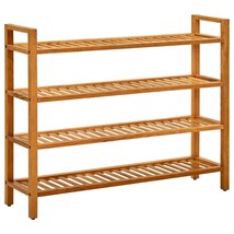 vidaXL Shoe Rack with 4 Shelves 39.4&quot;x10.6&quot;x31.5&quot; Solid Oak Wood - $187.21