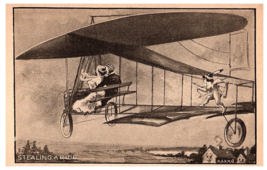 Stealing a Ride Romance Fantasy Cupid Pulls Couple Early Airplane c1910 Postcard - £5.81 GBP
