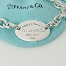 8.5&quot; Large Return To Tiffany Oval Tag Charm Bracelet Mens Unisex New Version - £374.89 GBP