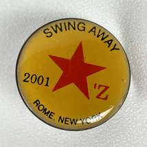Vintage SWING AWAY Pinback Button 2001 Rome New York Baseball Softball - $11.39