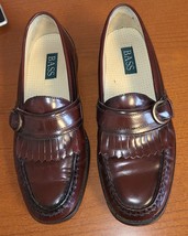 GH BASS Men&#39;s 9.5D Burgundy Cordovan Leather Loafers Shoes Kiltie Buckle Strap - £19.48 GBP
