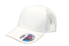 Solid White - Trucker Hat Cotton Mesh Solid Polo Style Baseball Cap - £14.68 GBP