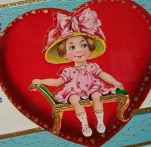 Valentines Day Postcard Girl Seated Inside Heart Barton &amp; Spooner Series 7130 - $12.15